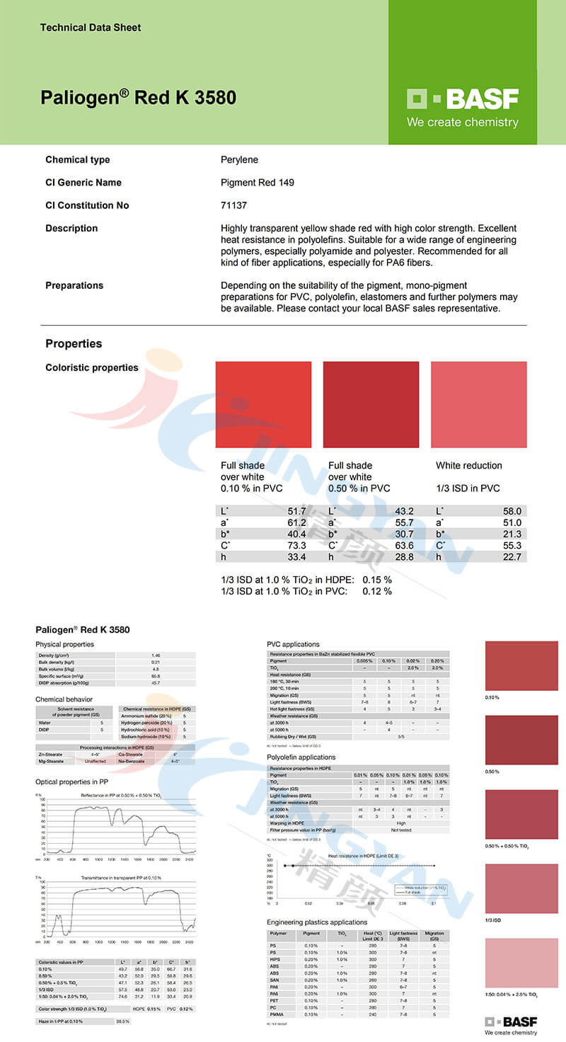 BASF Paliogen Red K3580(R-149)苝红 巴斯夫有机颜料红K3580